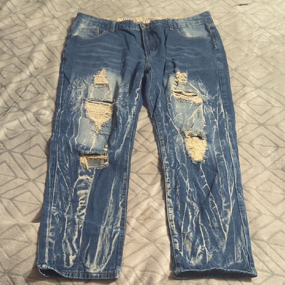 super baggy unisex destroyed jeans‎